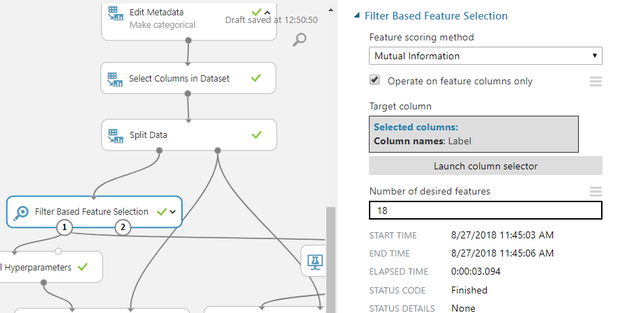 Parametrizando el módulo 'Filter Based Feature Selection'